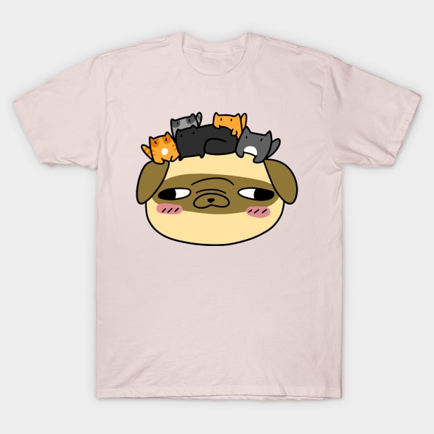 Pug Face with Kittens T-Shirt by saradaboru